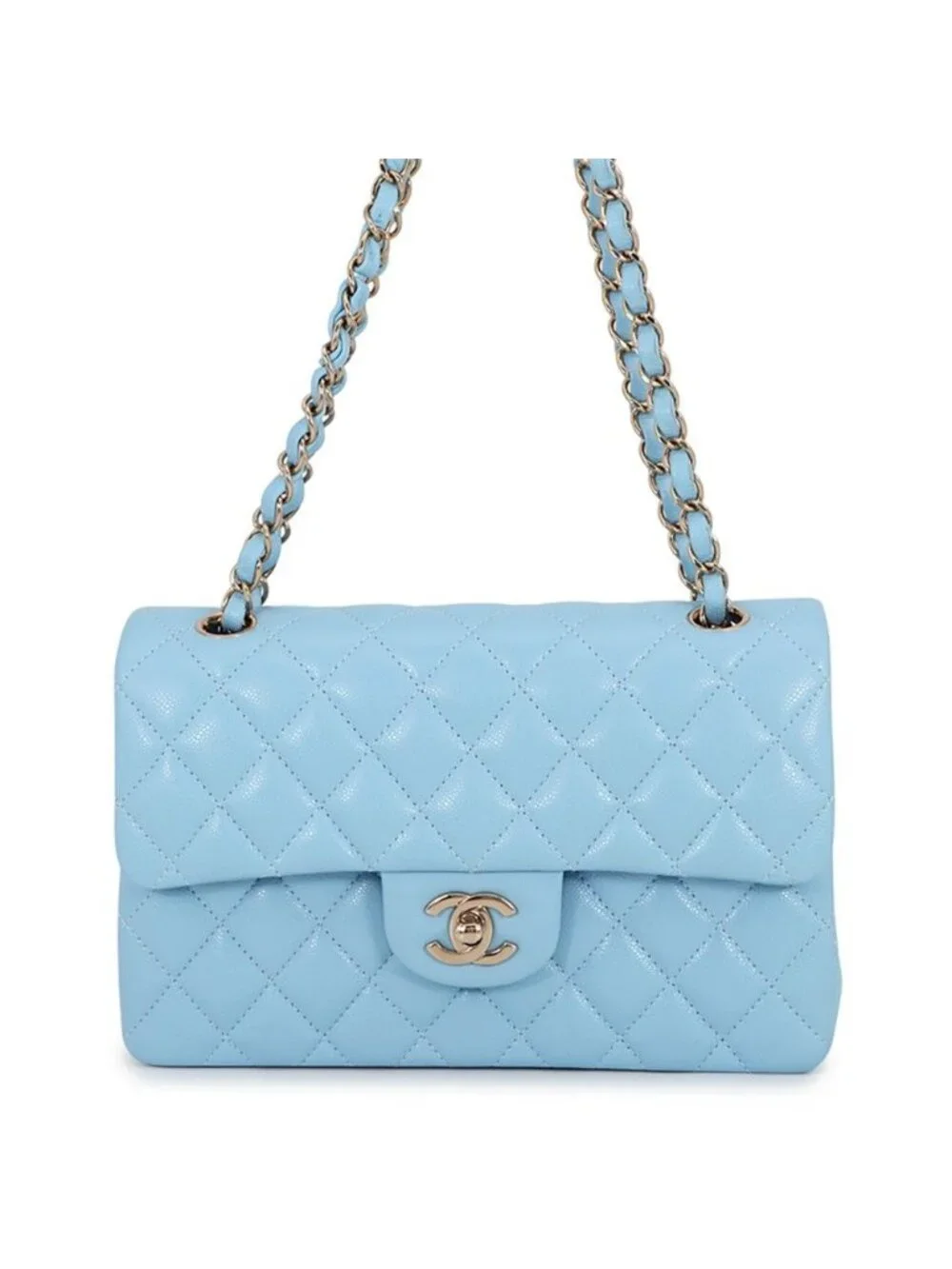 Chanel Chain Shoulder Bag Quilted 23 CC Logo Double Caviar Leather